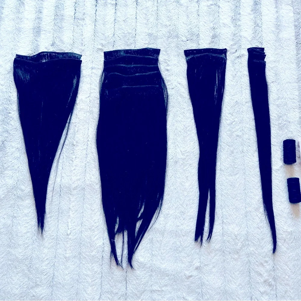 Hair extension, 100% Remy real human hair, black hair, 21 inches long
